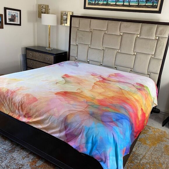 King Duvet Dreamy Water Colored print muticolor bedspread - Picture 3 of 10